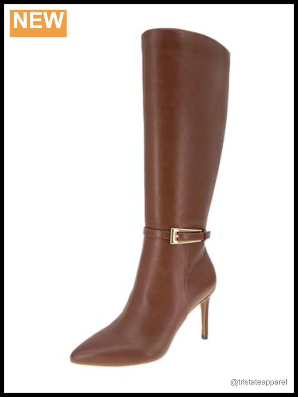 Knee-High Stiletto Heel Boots with Padded Footbed Pointed Toe Zip Closure
